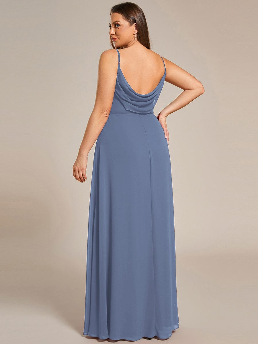 Sweetheart Draped Back Floor Length Bridesmaid Dress #color_Dusty Blue