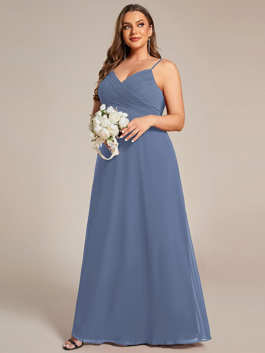 Sweetheart Draped Back Floor Length Bridesmaid Dress #color_Dusty Blue