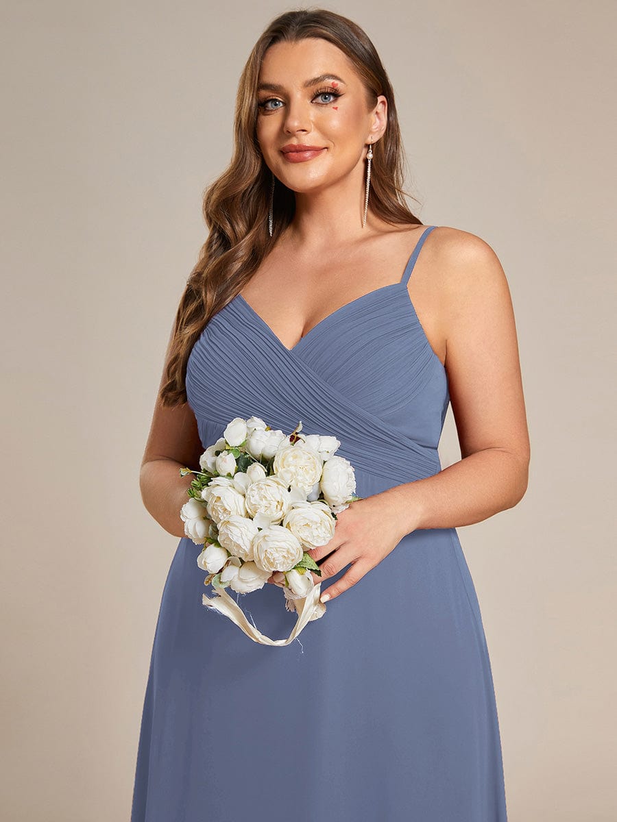 Sweetheart Draped Back Floor Length Bridesmaid Dress #color_Dusty Blue