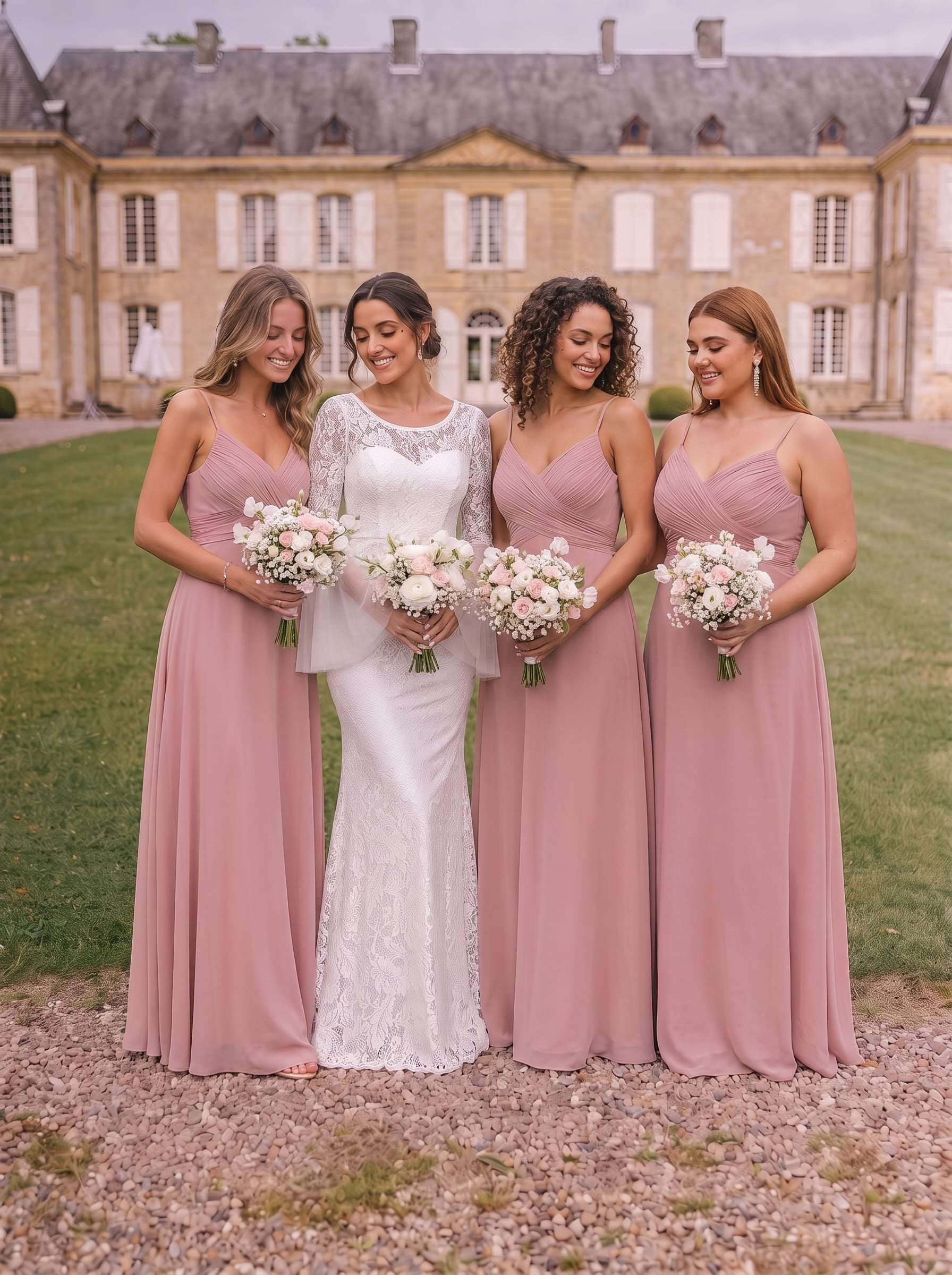 Sweetheart Draped Back Floor Length Bridesmaid Dress #color_Dusty Rose