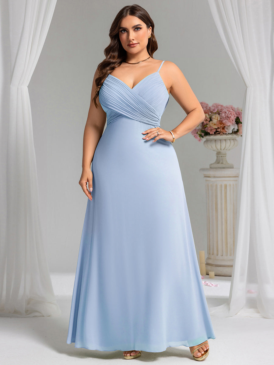Sweetheart Draped Back Floor Length Bridesmaid Dress #color_Ice Blue