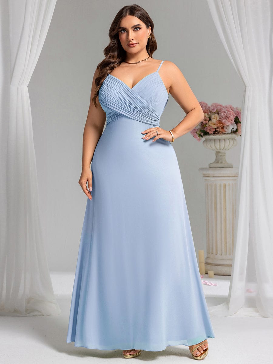 Sweetheart Draped Back Floor Length Bridesmaid Dress #color_Ice Blue