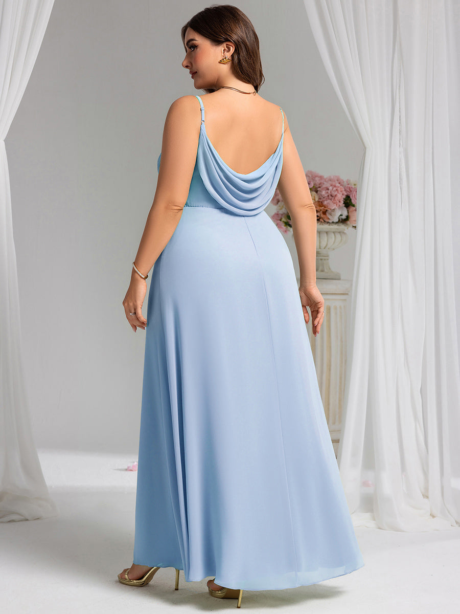 Sweetheart Draped Back Floor Length Bridesmaid Dress #color_Ice Blue