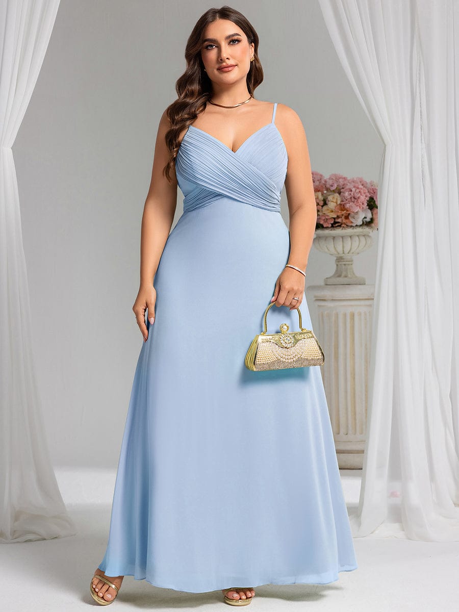 Sweetheart Draped Back Floor Length Bridesmaid Dress #color_Ice Blue