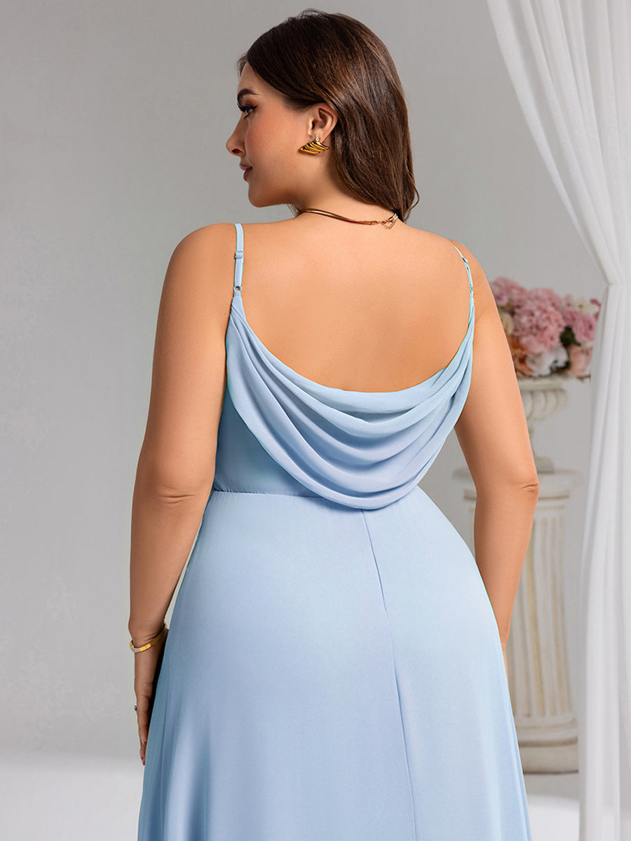 Sweetheart Draped Back Floor Length Bridesmaid Dress #color_Ice Blue