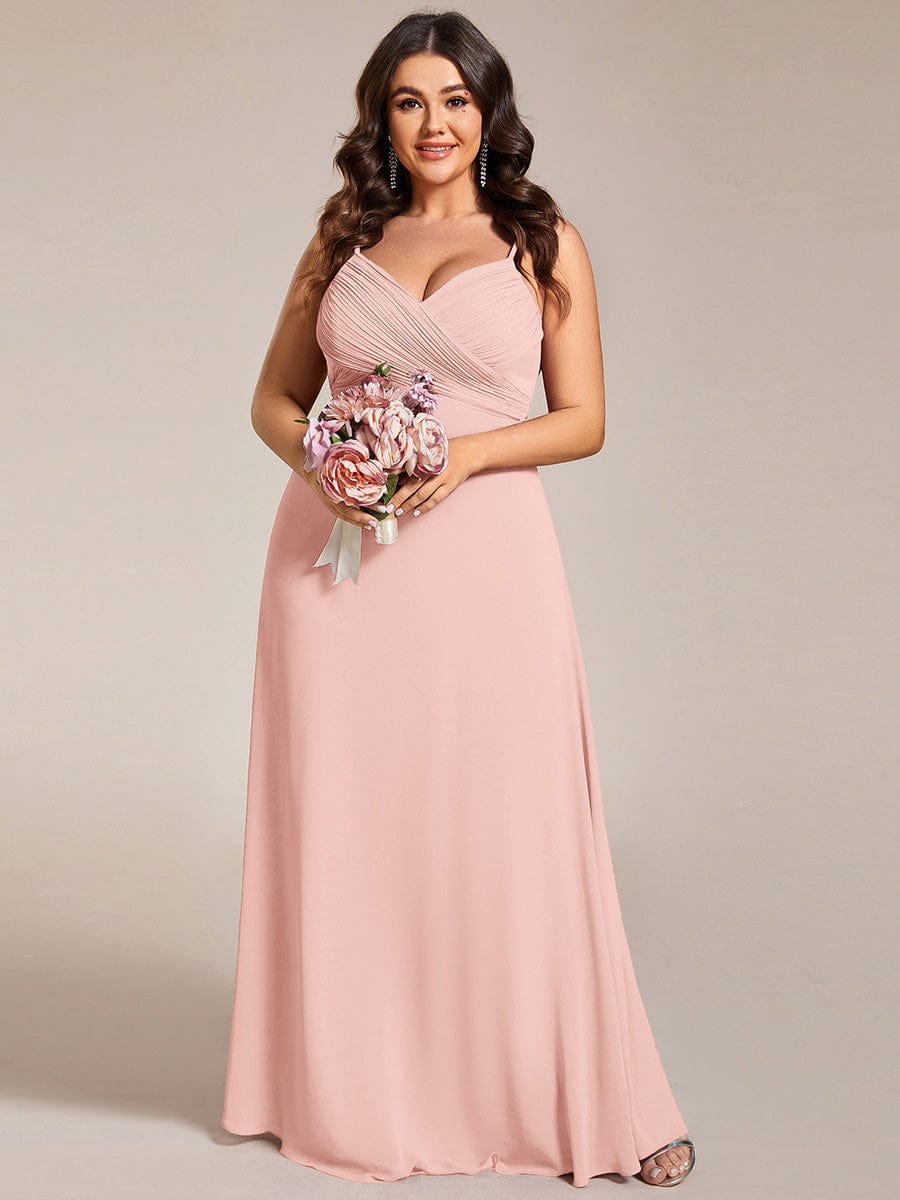 Sweetheart Draped Back Floor Length Bridesmaid Dress #color_Pink