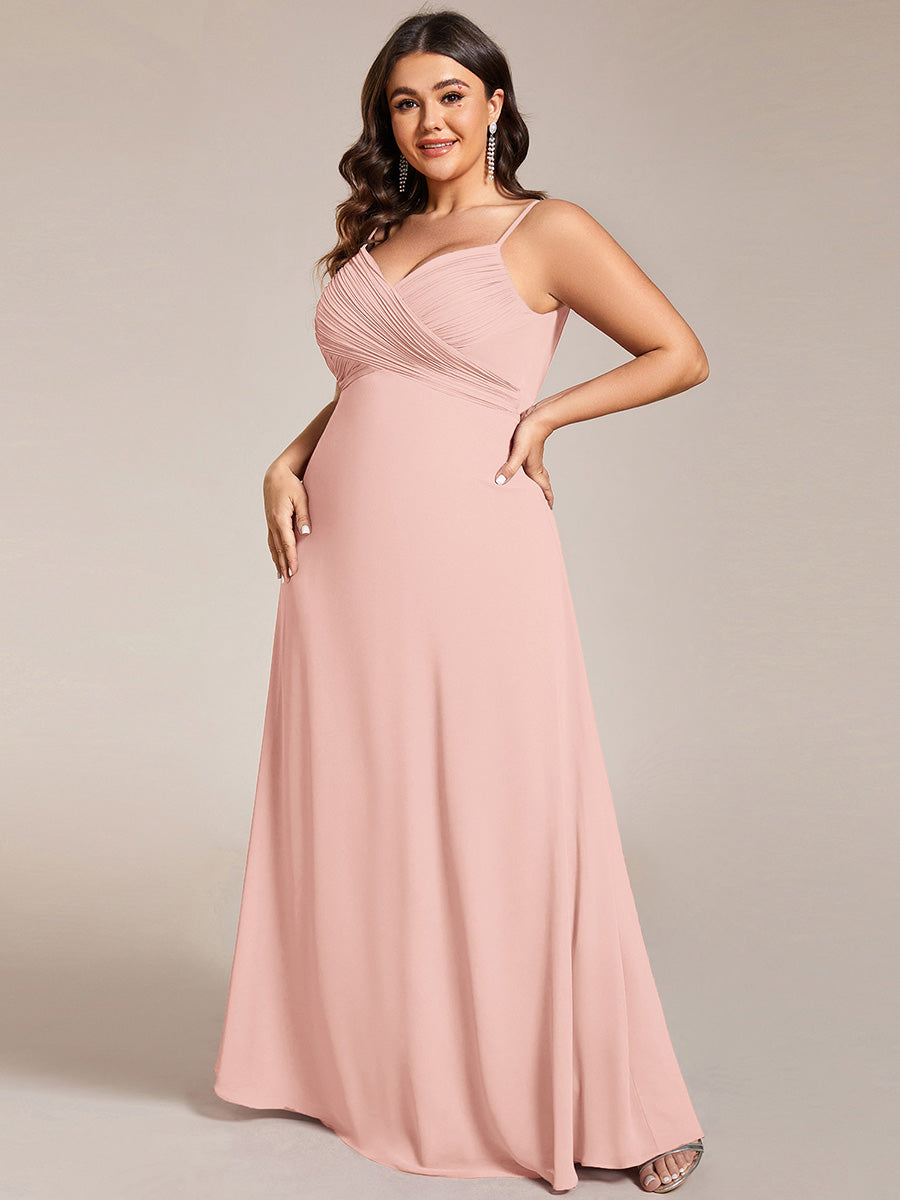 Sweetheart Draped Back Floor Length Bridesmaid Dress #color_Pink