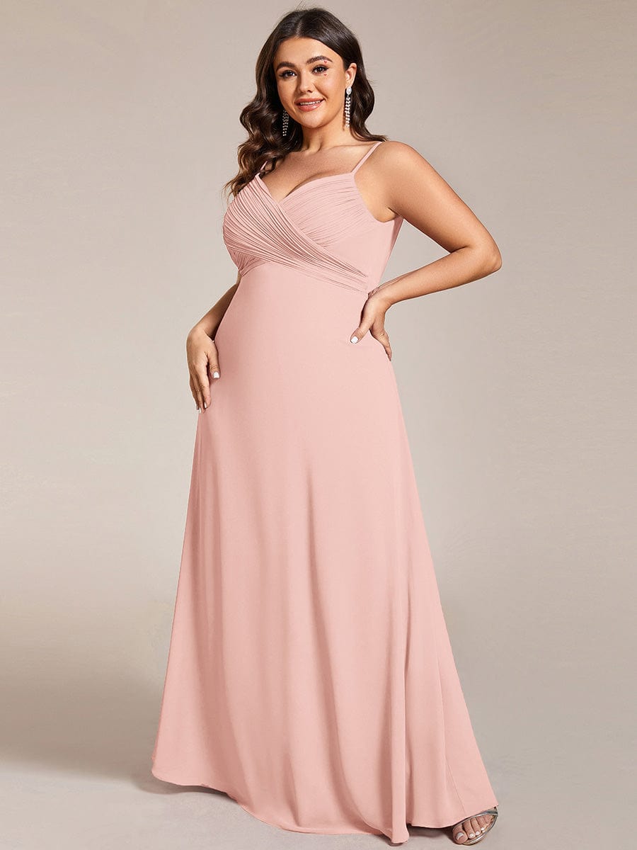 Sweetheart Draped Back Floor Length Bridesmaid Dress #color_Pink