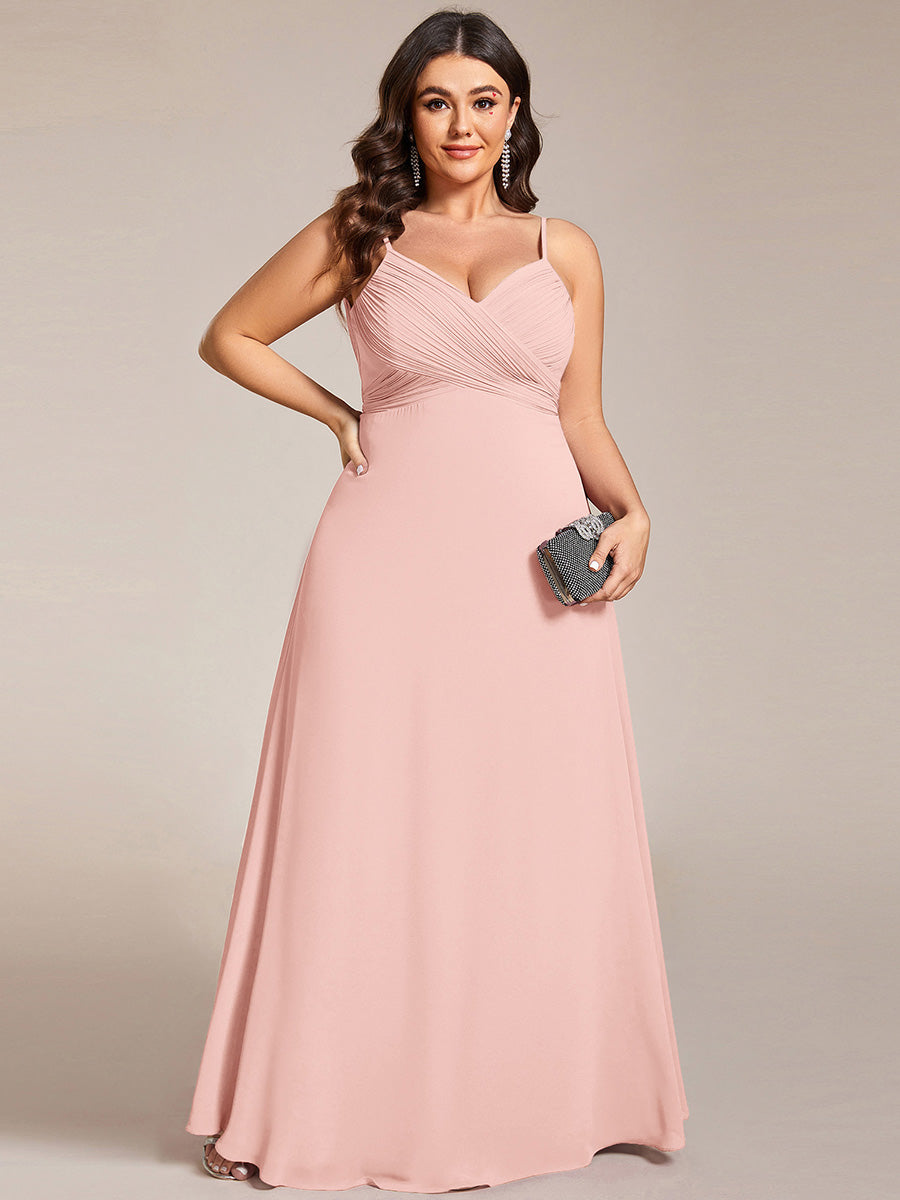 Sweetheart Draped Back Floor Length Bridesmaid Dress #color_Pink