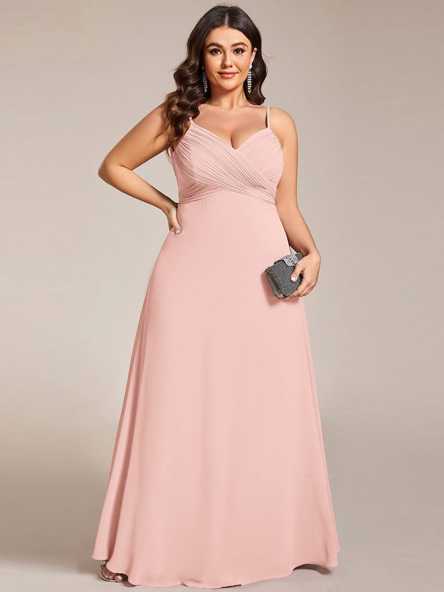 Sweetheart Draped Back Floor Length Bridesmaid Dress #color_Pink