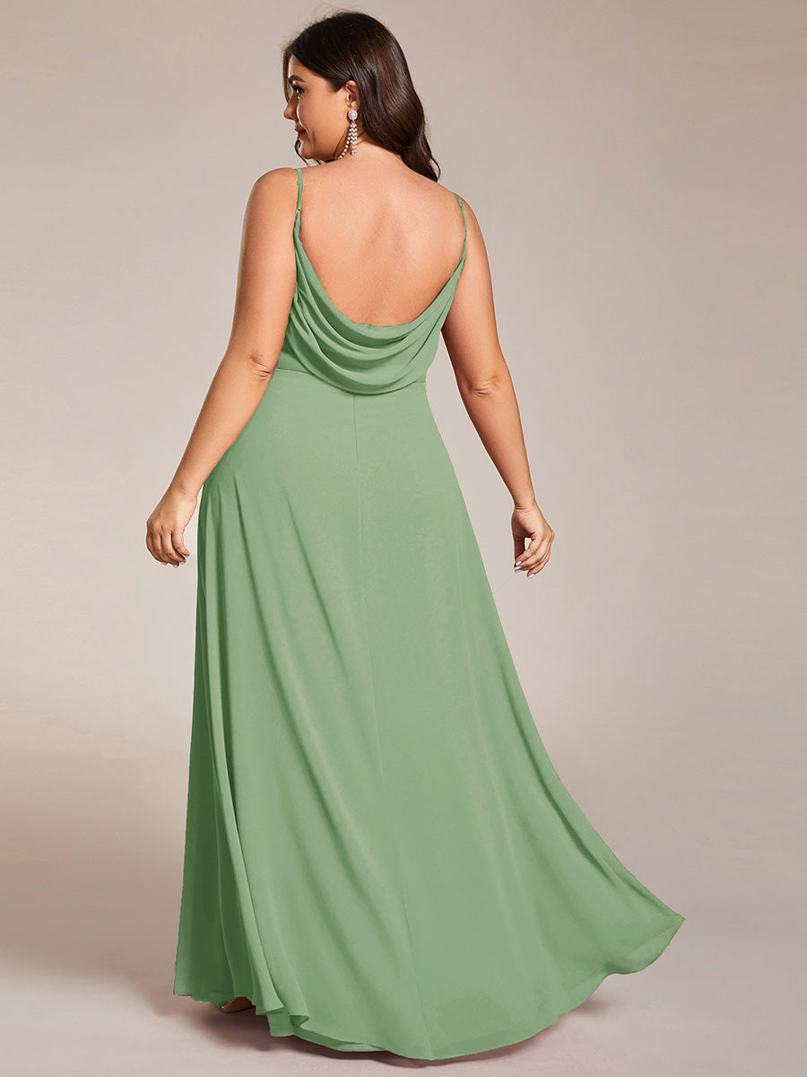 Sweetheart Draped Back Floor Length Bridesmaid Dress #color_Sage Green