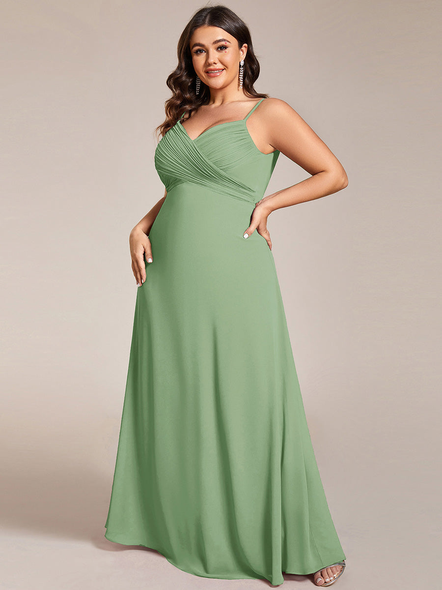 Sweetheart Draped Back Floor Length Bridesmaid Dress #color_Sage Green
