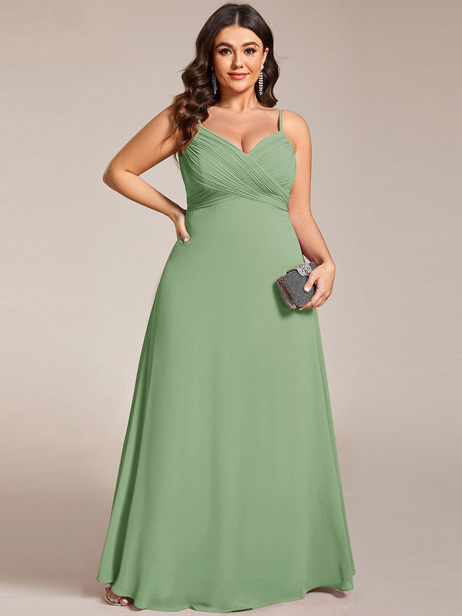Sweetheart Draped Back Floor Length Bridesmaid Dress #color_Sage Green