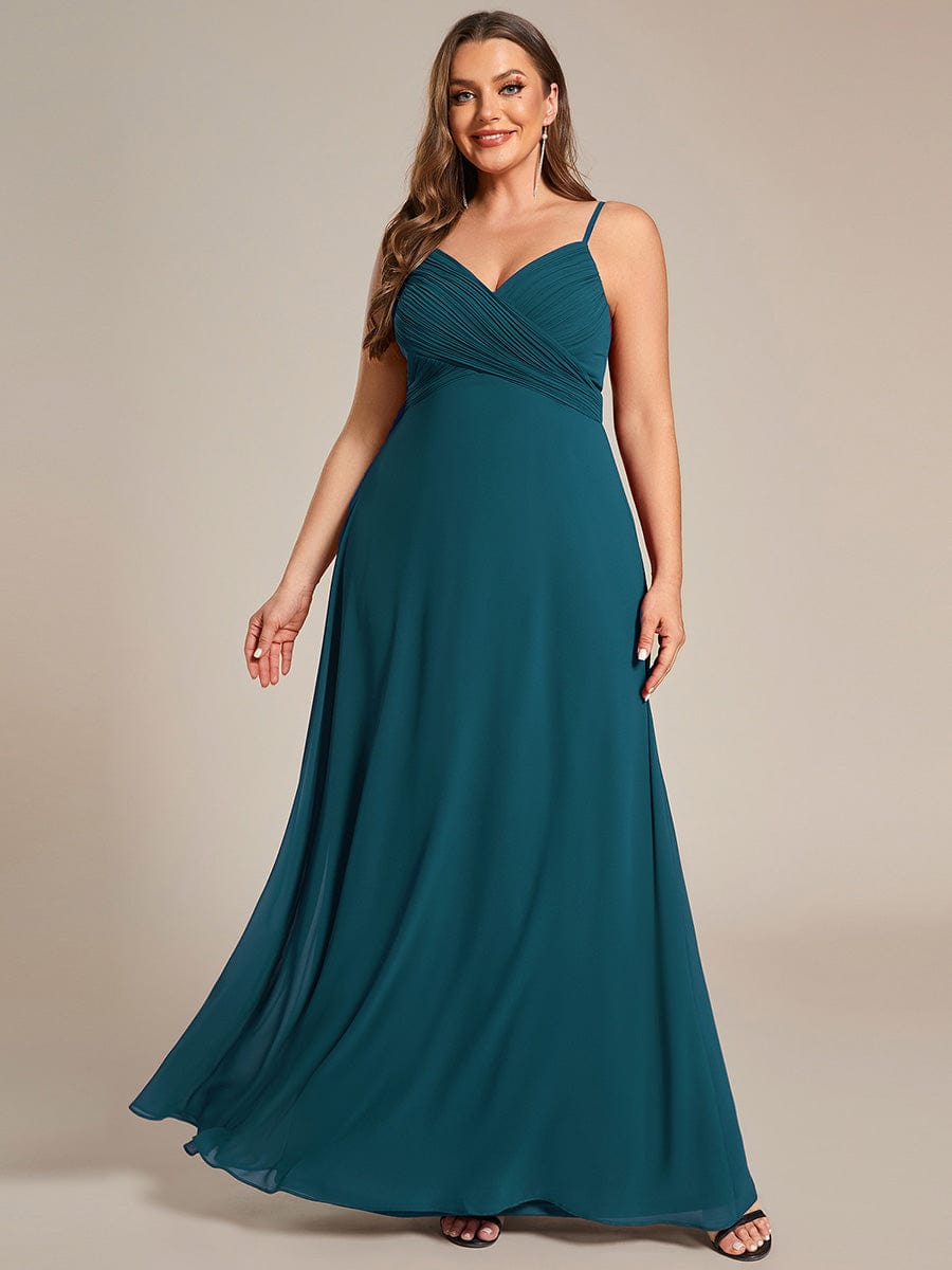 Sweetheart Draped Back Floor Length Bridesmaid Dress #color_Teal