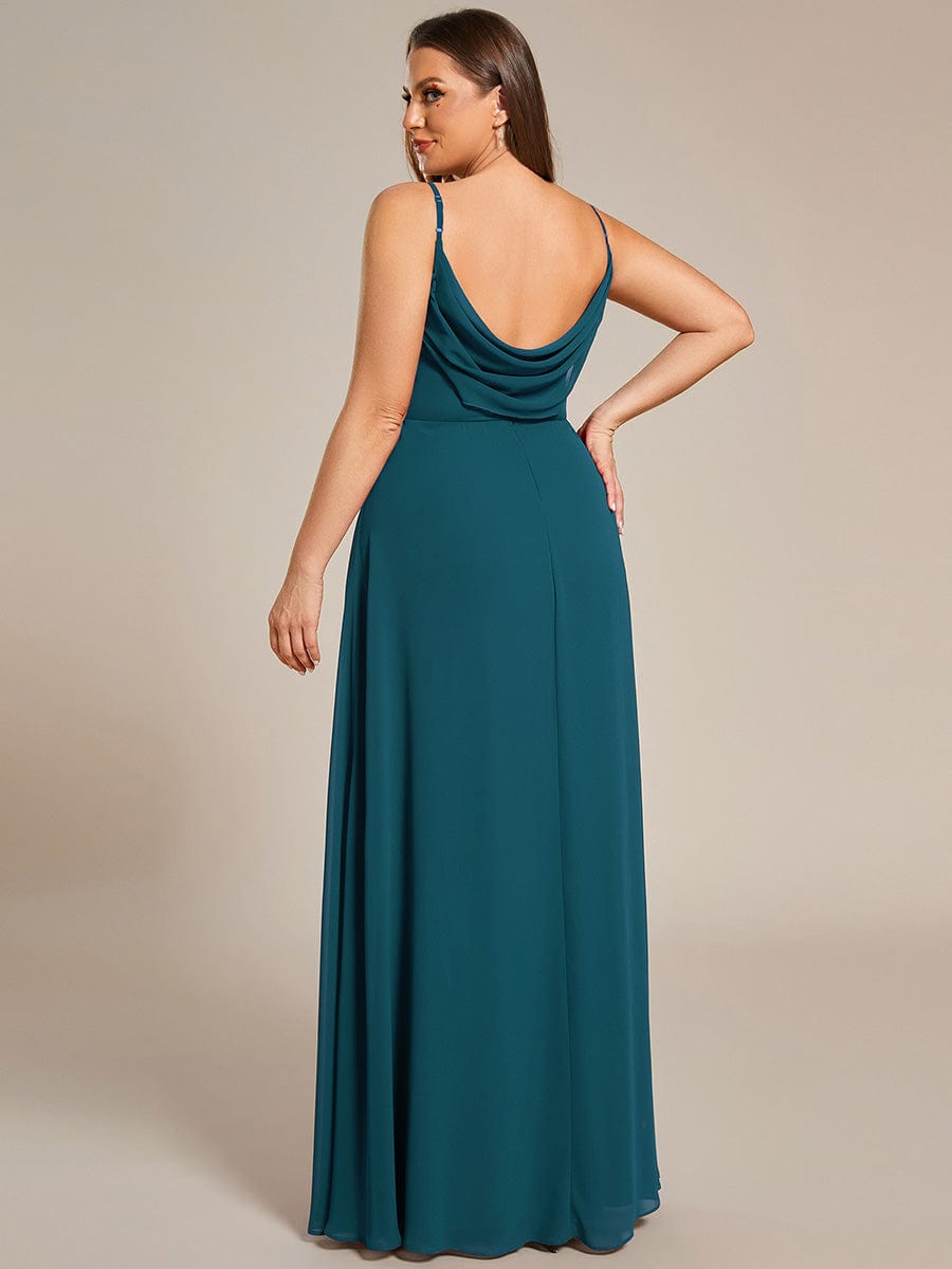 Sweetheart Draped Back Floor Length Bridesmaid Dress #color_Teal