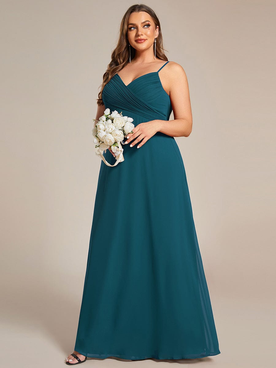 Sweetheart Draped Back Floor Length Bridesmaid Dress #color_Teal