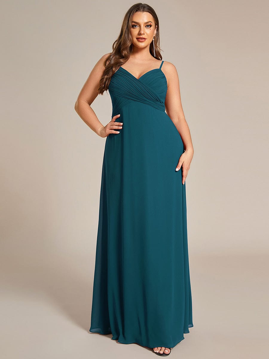 Sweetheart Draped Back Floor Length Bridesmaid Dress #color_Teal