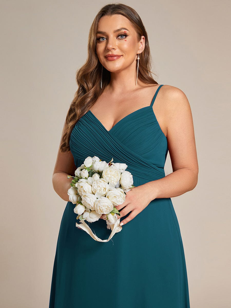 Sweetheart Draped Back Floor Length Bridesmaid Dress #color_Teal