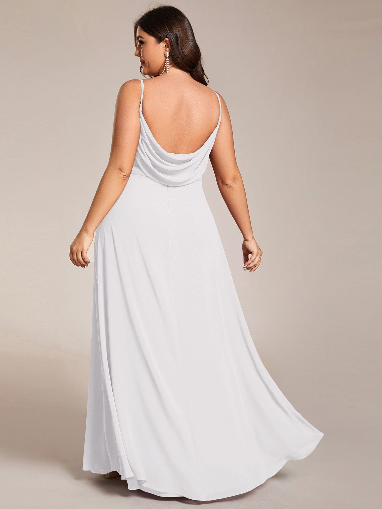 Sweetheart Draped Back Floor Length Bridesmaid Dress #color_White