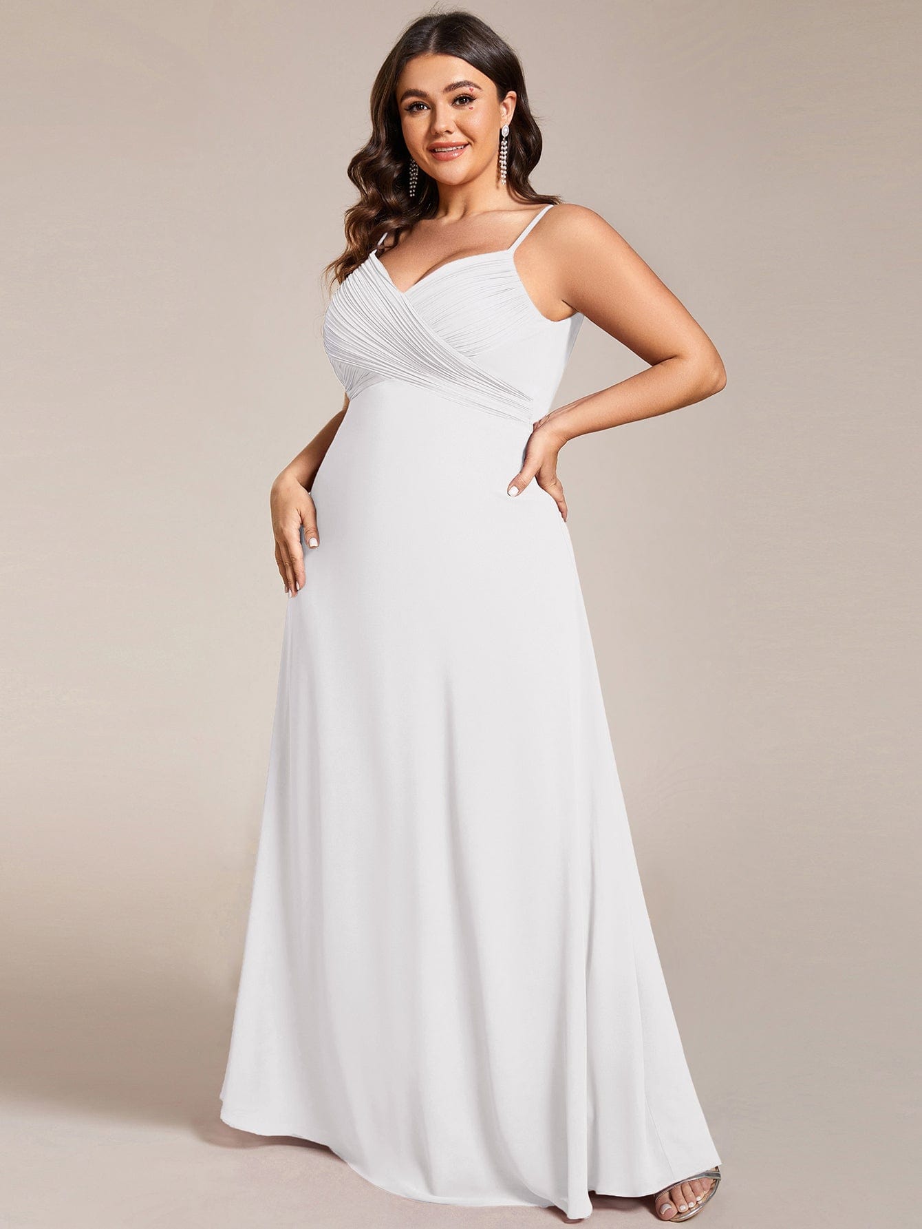 Sweetheart Draped Back Floor Length Bridesmaid Dress #color_White