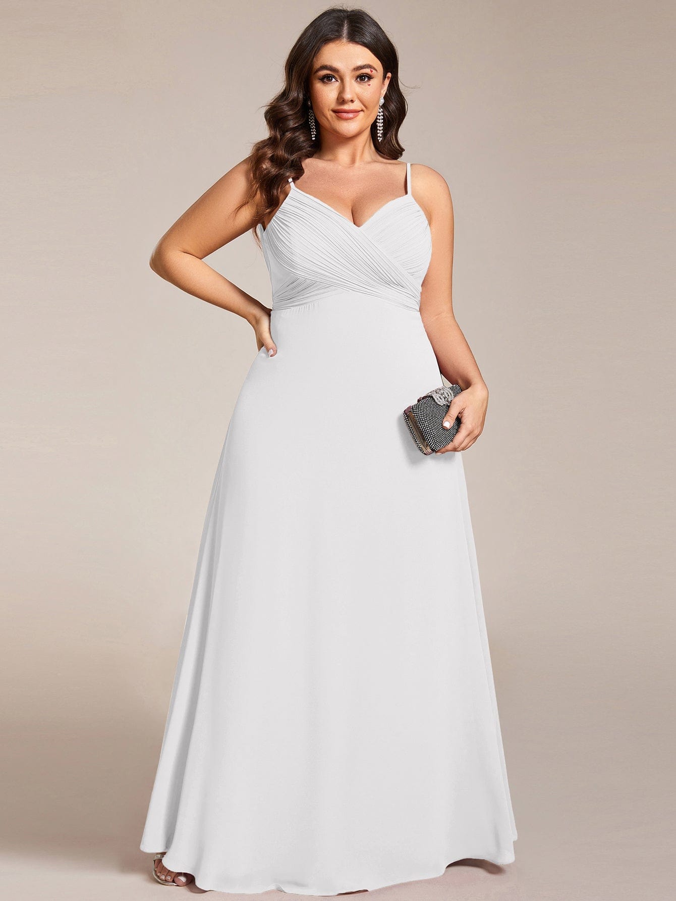 Sweetheart Draped Back Floor Length Bridesmaid Dress #color_White