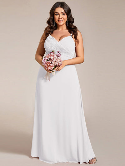 Sweetheart Draped Back Floor Length Bridesmaid Dress #color_White