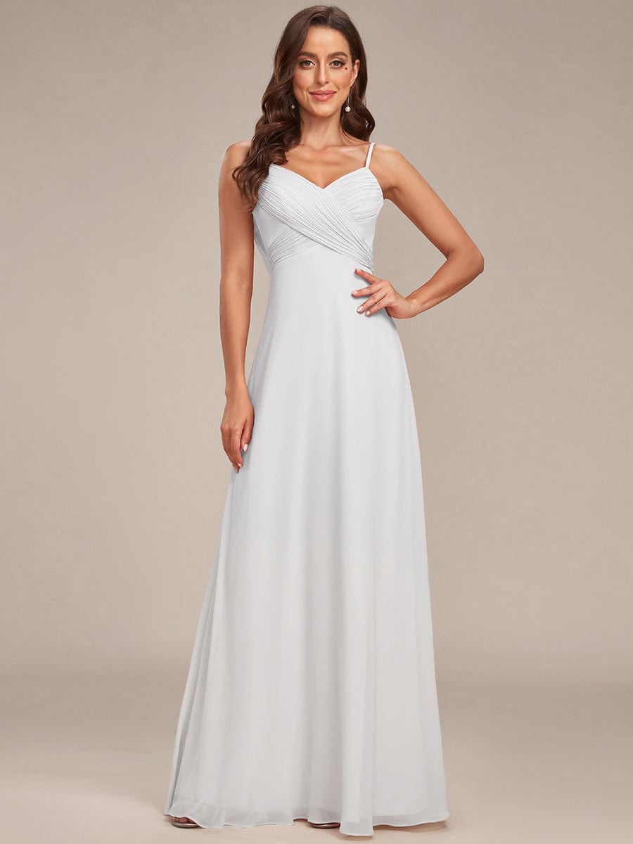 Sweetheart Draped Back Floor Length Bridesmaid Dress #color_White