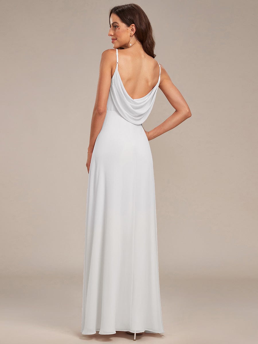 Sweetheart Draped Back Floor Length Bridesmaid Dress #color_White