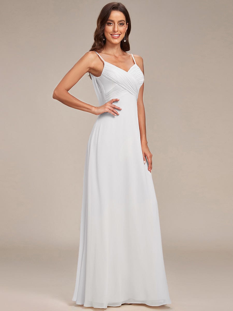Sweetheart Draped Back Floor Length Bridesmaid Dress #color_White