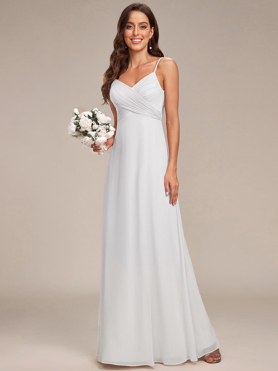 Sweetheart Draped Back Floor Length Bridesmaid Dress #color_White