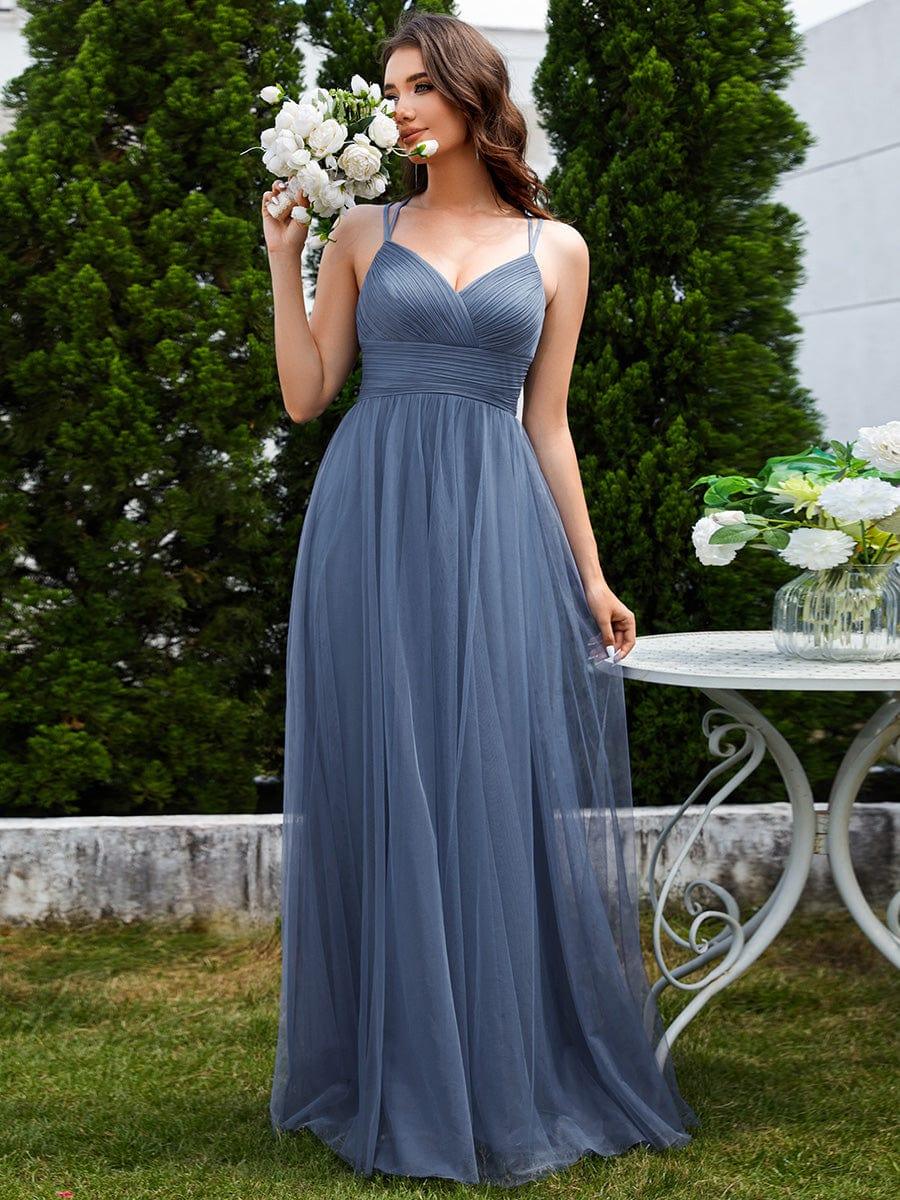 Dusty Blue Bridesmaid Gowns #style_ESS0056DN
