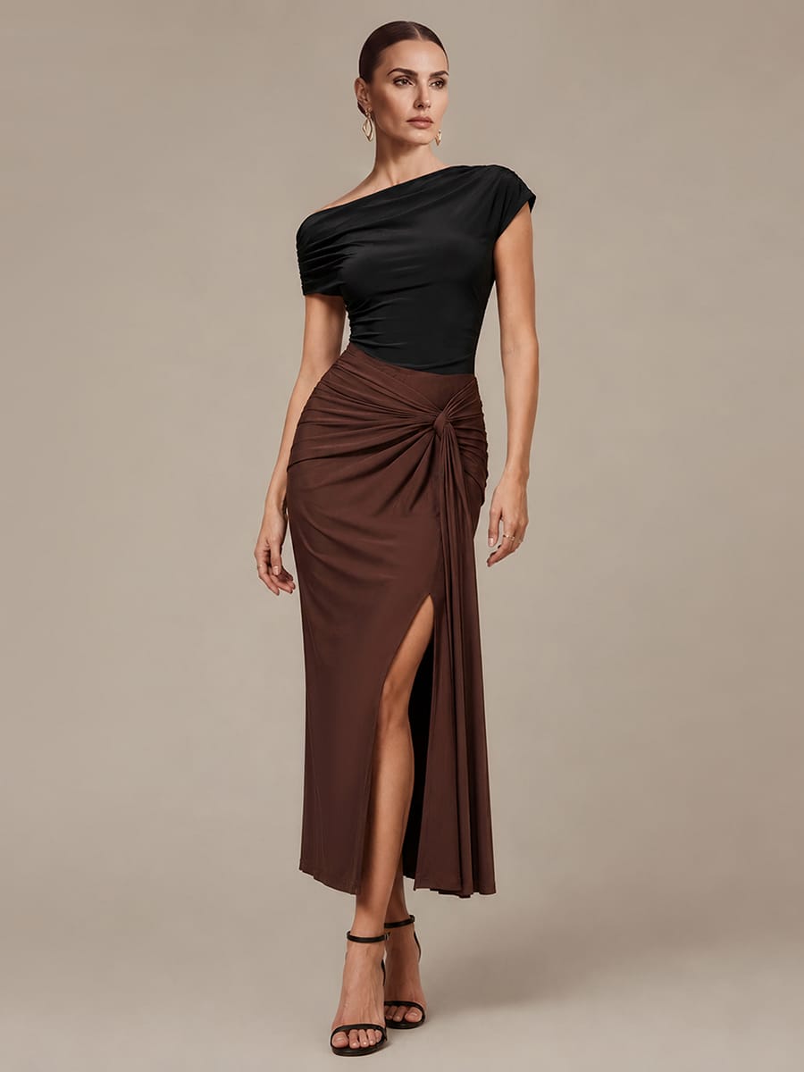 Knit Off-the-shoulder Sleeve Off The Shoulder Tops #color_Black