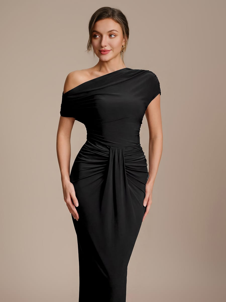Knit Off-the-shoulder Sleeve Off The Shoulder Tops #color_Black