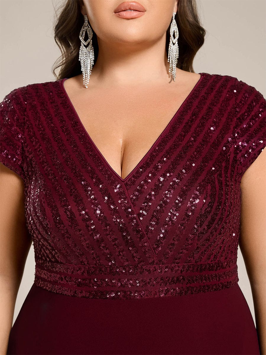 ever BAYLOR|Plus Size Short Sleeve Sequin Asymmetrical Midi Evening Dress