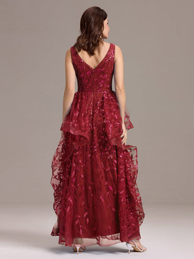Multiway A-Line Off the Shoulder Chiffon?Maxi Bridesmaid Dress #color_Burgundy
