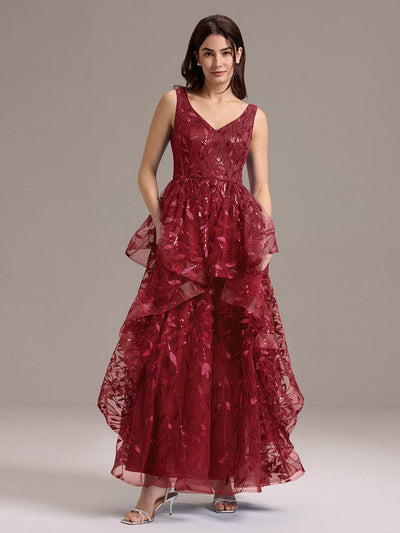 Multiway A-Line Off the Shoulder Chiffon?Maxi Bridesmaid Dress #color_Burgundy
