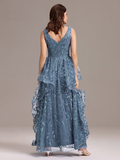 Multiway A-Line Off the Shoulder Chiffon?Maxi Bridesmaid Dress #color_Dusty Blue