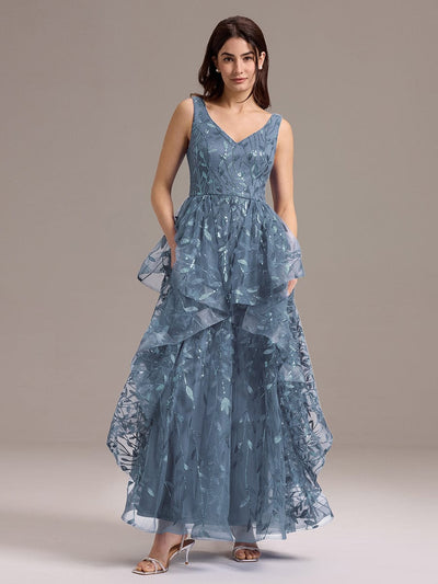 Multiway A-Line Off the Shoulder Chiffon?Maxi Bridesmaid Dress #color_Dusty Blue