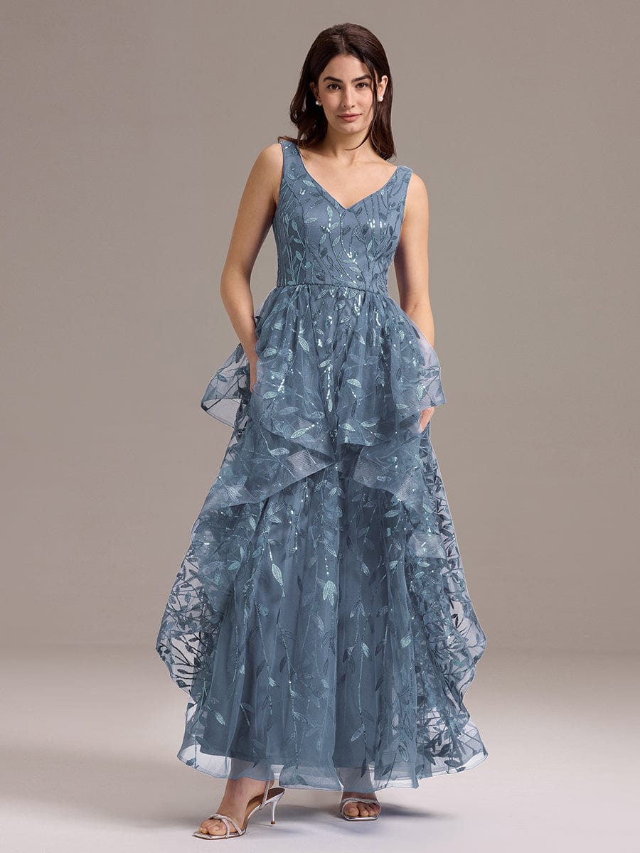 Multiway A-Line Off the Shoulder Chiffon?Maxi Bridesmaid Dress #color_Dusty Blue