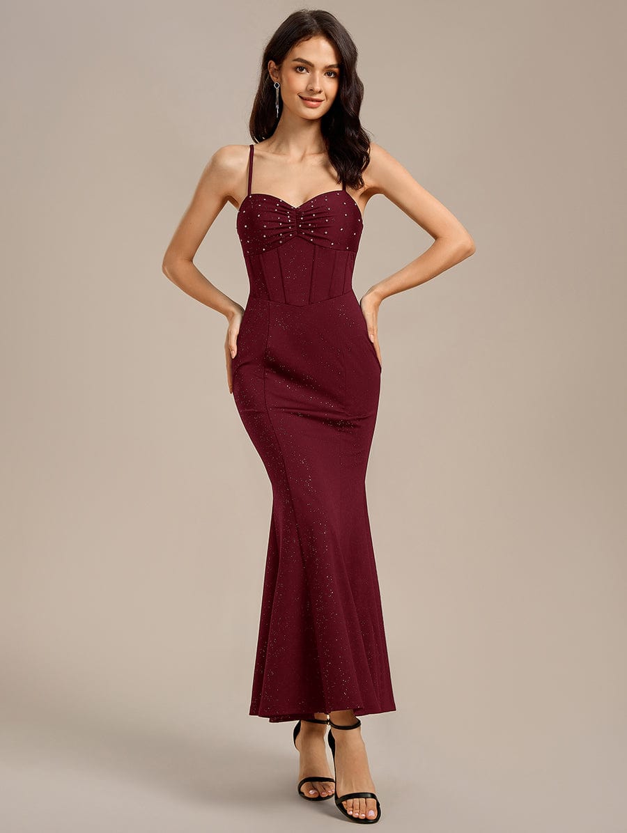 Beaded Mermaid Maxi Evening Dress #color_Burgundy