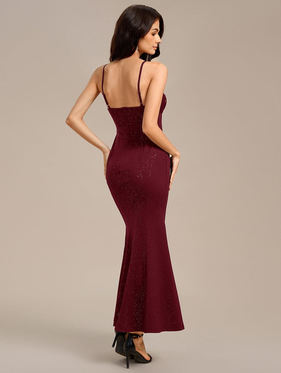 Beaded Mermaid Maxi Evening Dress #color_Burgundy