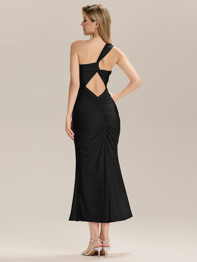 Backless Knit Sleeveless Evening Dress #color_Black