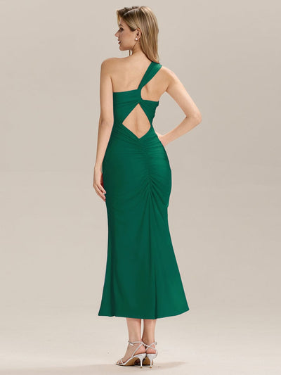 Backless Knit Sleeveless Evening Dress #color_Dark Green
