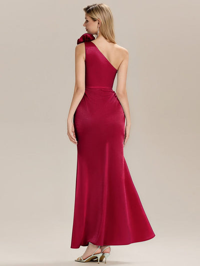 Floral Knit Sleeveless Evening Dress #color_Burgundy