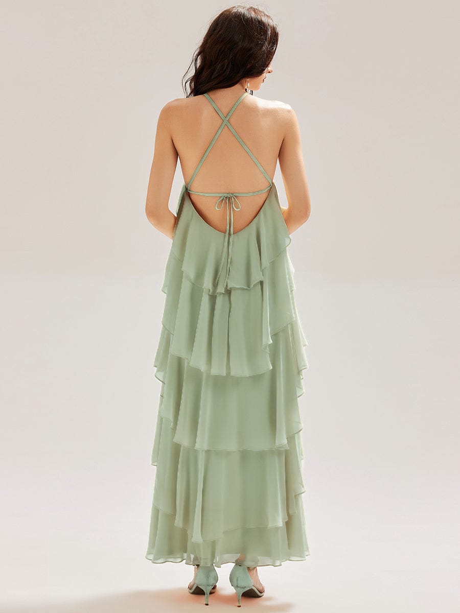Backless Chiffon Sleeveless Evening Dress #color_Mint Green