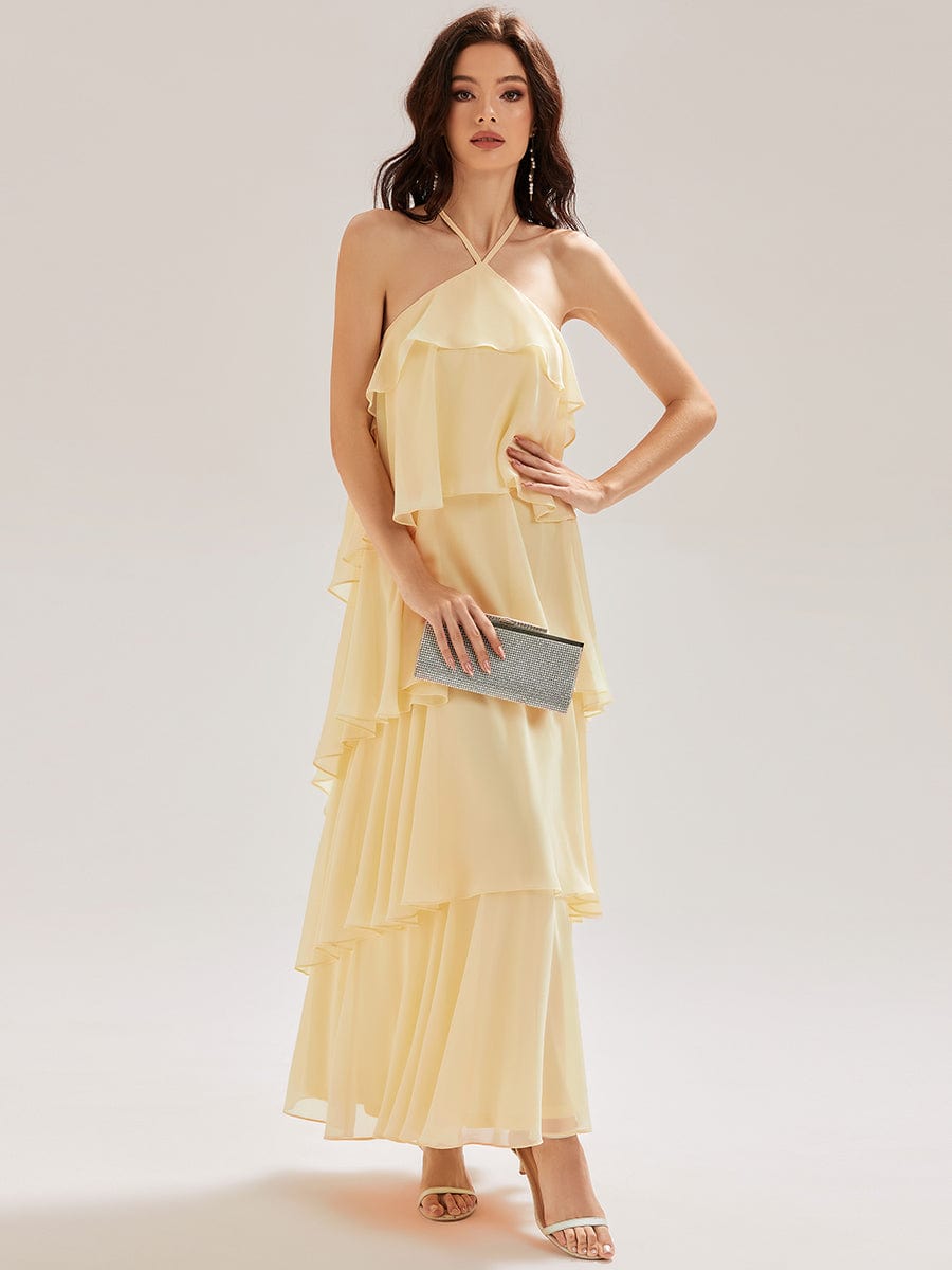 Backless Chiffon Sleeveless Evening Dress #color_Yellow