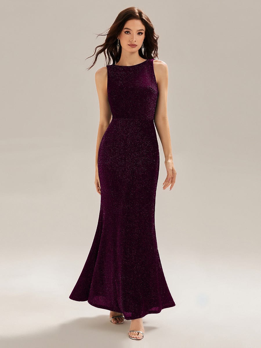 Backless Knit Sleeveless Evening Dress #color_Dark Purple