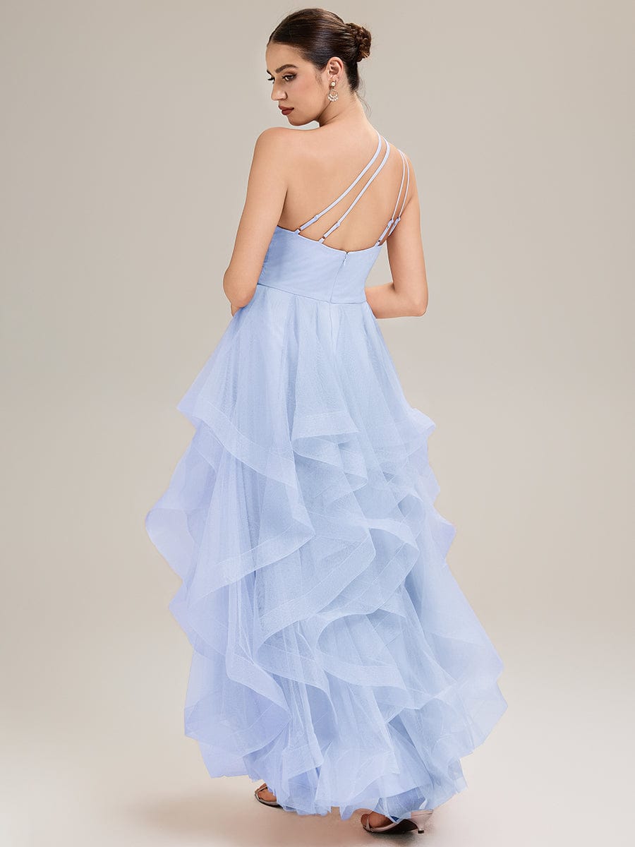 Pleated Mesh Sleeveless Evening Dress #color_Ice Blue