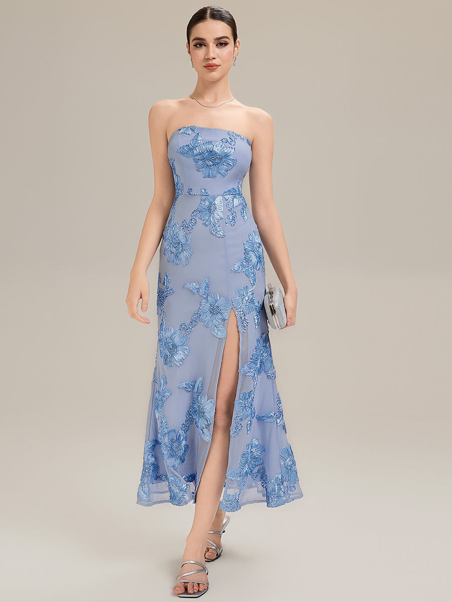Thigh-High Slit Mesh Sleeveless Evening Dress #color_Ice Blue