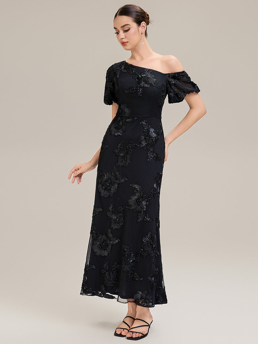 Mesh Sleeveless Mermaid Evening Dress #color_Black